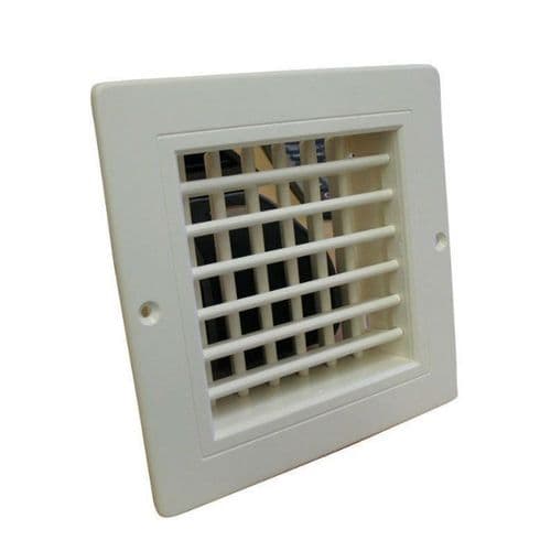 Plastic Double Deflection Grille 200mm x 200mm With White Finish And Adjustable Vanes
