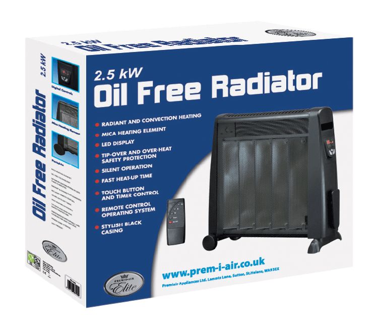 Prem-i-air EH1440 Black 500 W Radiant Convection Heater With Timer and  Remote Control 240V 50H
