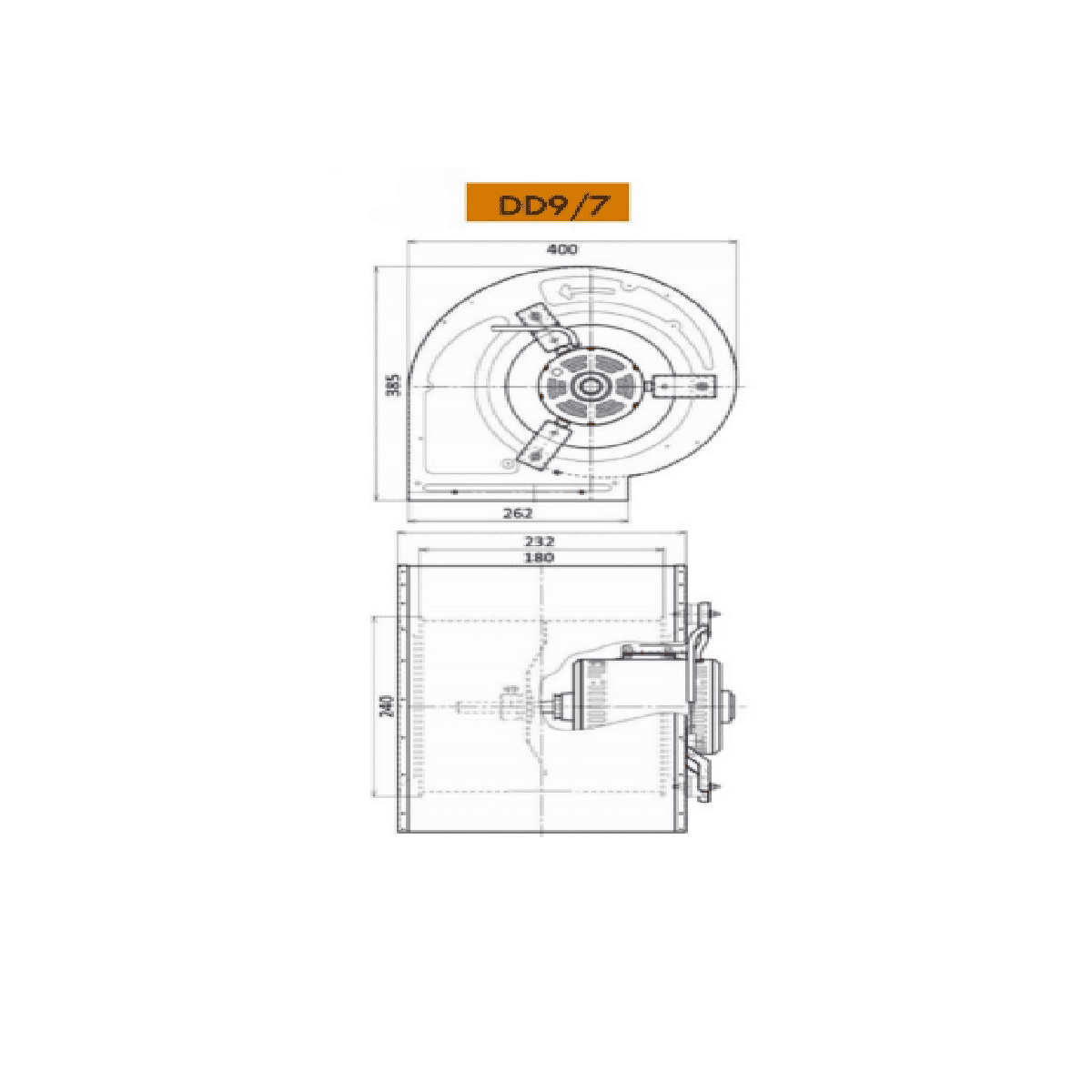 PSP DD9/7-F50/1V-1 Double Inlet Centrifugal Blower 230V 50Hz/60Hz
