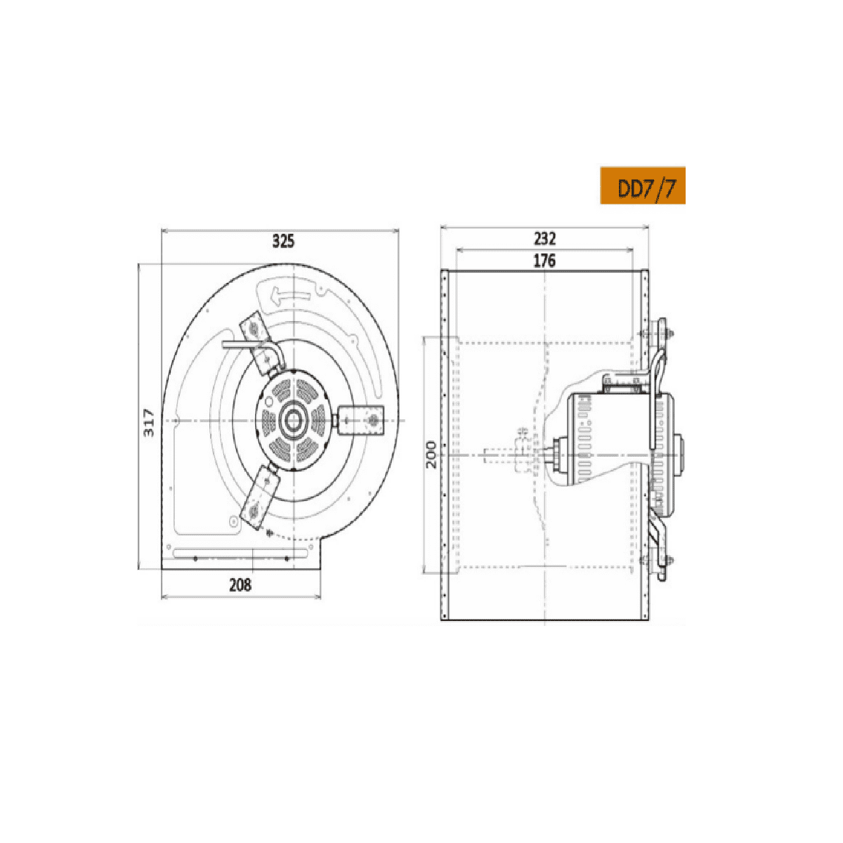 PSP Double Inlet Centrifugal Blower Fan DD7/7-F50/1V-1 220-240V 50Hz/60Hz