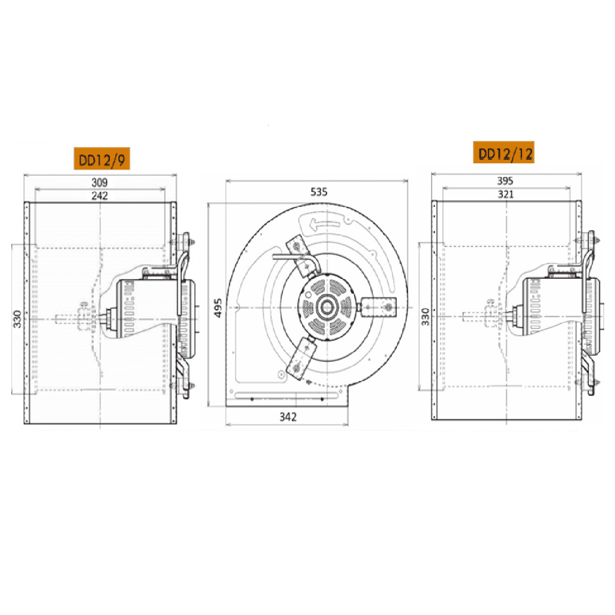 PSP Double Inlet Centrifugal Blower Fan Flange DD12/12-F550/3V-3 220 ...