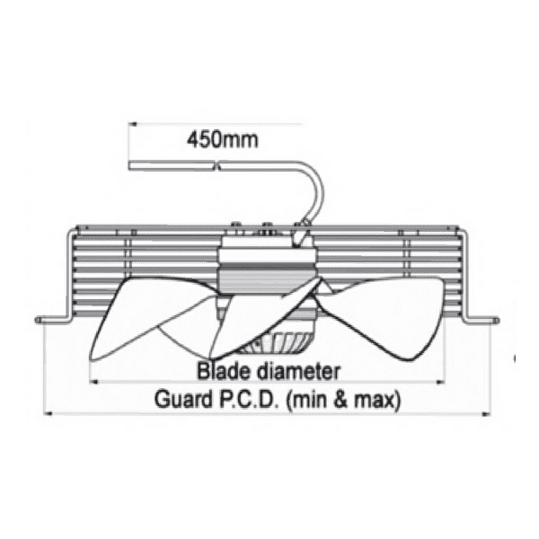 PSP GMA1-630S-EC-2E-1 Guard Mounted Axial Fan 630mm EC 230V~50Hz/60Hz