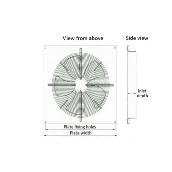 PSP PMAHD1-400B2-0.37 Heavy-Duty Plate-Mounted Axial Fan 400 mm 230V~50Hz/60Hz
