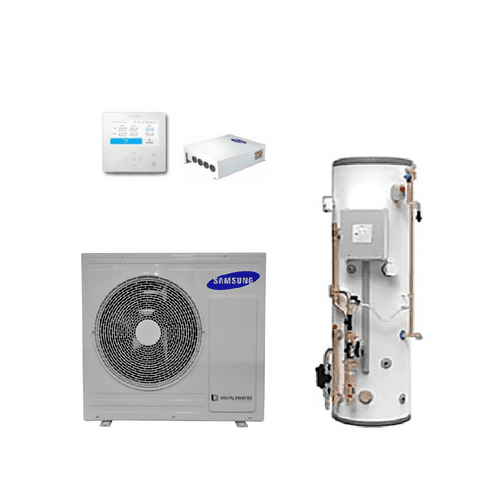 Samsung EHS AE050RXYDEG/EU ACL-180PW Pre-Plumbed DHW Cylinder 150L 30L Buffer 5Kw 1Ph