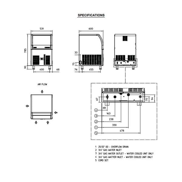 Scotsman Refrigeration ACM87 Self Contained Ice Machine Cubes 44Kg/Day 240V~50Hz