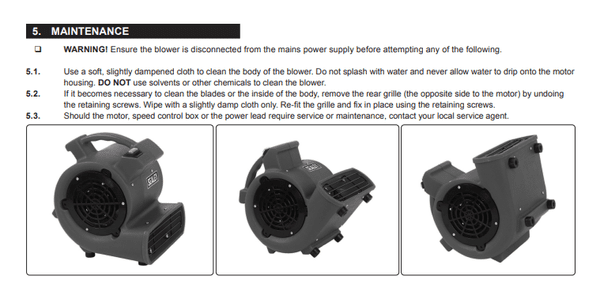 Sealey ADB3000 Robust Composite Housing Air Dryer/Blower Air Mover 81m³/min 2860cfm 240V~50Hz