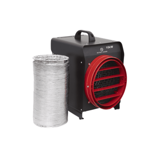 Sealey DEH10001 Industrial Electric Fan Heater 6m ducting 32A 5 Pin plug 10kW/34000Btu 415V~50Hz