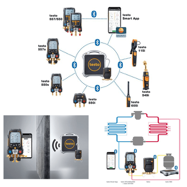 Testo 560i Bluetooth 100 kg Load Digital Scale with Automatic Refrigerant Charging Valve