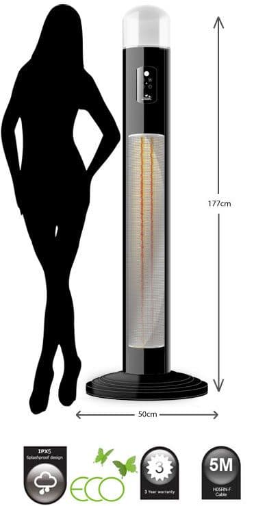 Titan Infrared Free Standing Electric Patio Heater with 360° Light 3kW 240V~50hZ