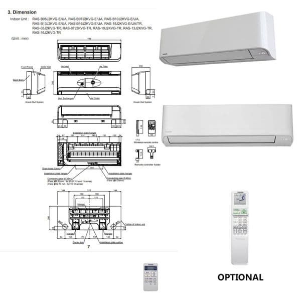 Toshiba Air Con Wall Mount SHORAI Edge RAS-B13J2KVSG-E RAS-13J2AVSG-E1 3.5Kw/12000Btu A+++ R32 Wi-FI