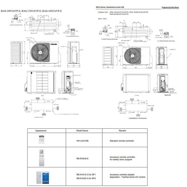 Toshiba Air Con Wall Mount SHORAI Edge RAS-B13J2KVSG-E RAS-13J2AVSG-E1 3.5Kw/12000Btu A+++ R32 Wi-FI