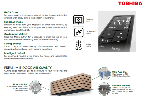 Toshiba Air Conditioning DAISEIKAI Wood RAS-B10S4KVDG-E RAS-10S4AVPG-E Wall 2.5kW Install Kit