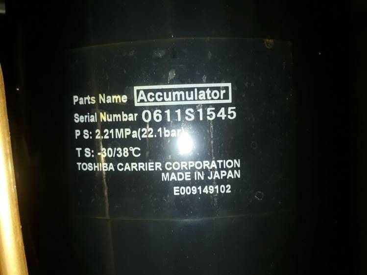 Toshiba Air Conditioning Spare Part 43148200 Refrigerant ACCUMULATOR