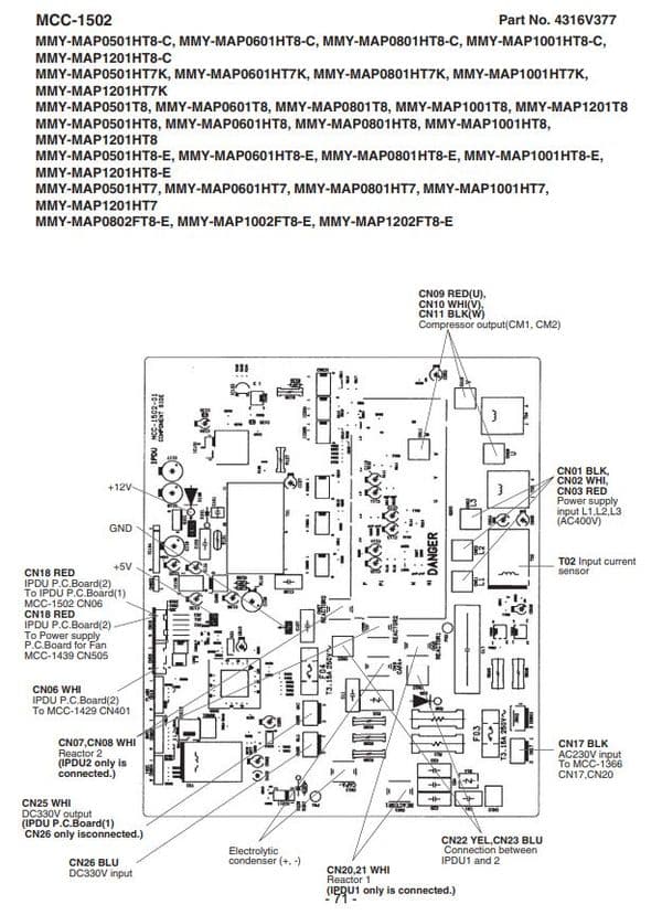 Toshiba Air Conditioning Spare Part 4316V377 PC BOARD ASSY A3IPDU MCC1502