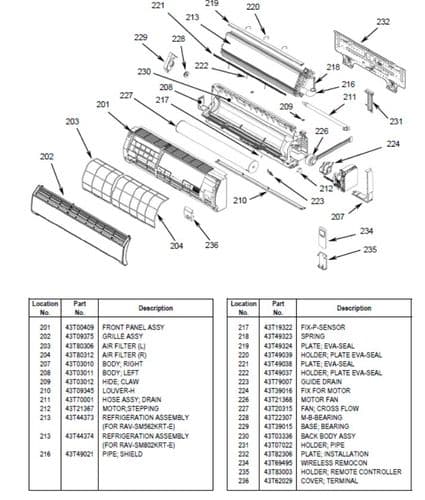 Toshiba Air Conditioning Spare Part RAV-SM802KRT -E 43T21368 MOTOR FAN Replaced By 43T21496