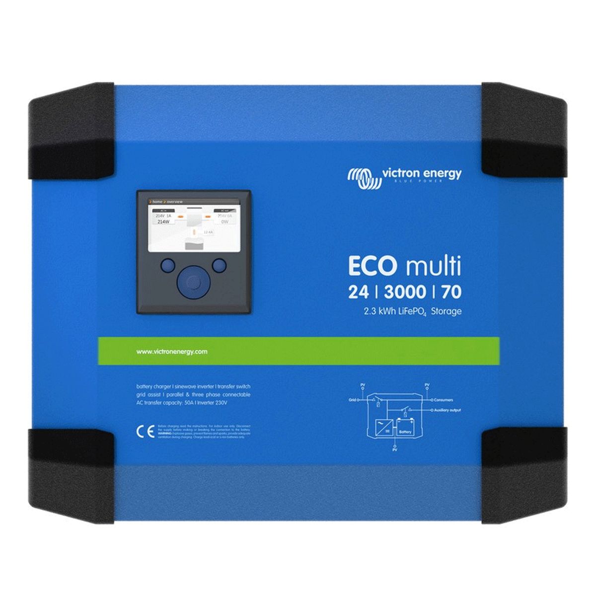 Victron Energy "ECOmulti" Battery Storage System 2.3kWh LiFePO4 24V/3000VA/70A-50Hz