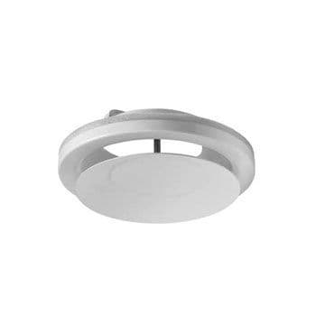 White Metal Air Supply Valve Diffuser Including Fixing Collar 100mm