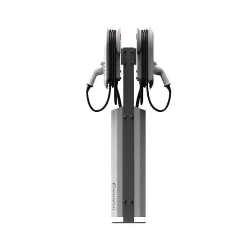 ZAPPI-207TB V2 7Kw 1 Phase Black EV Charger Tethered Type 2 With Zappi Double Mount Pedestal Kit