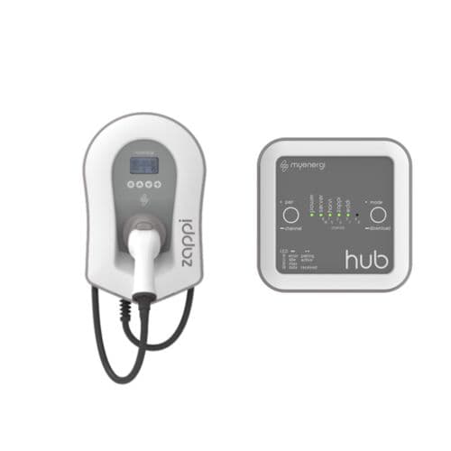 Zappi ZAPPI-207TW-Hub myenergi EV Charge Point 7kW Type 2 Tethered White With Hub 240V~50Hz