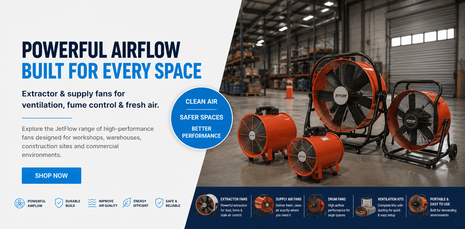 extractor and supply air fans