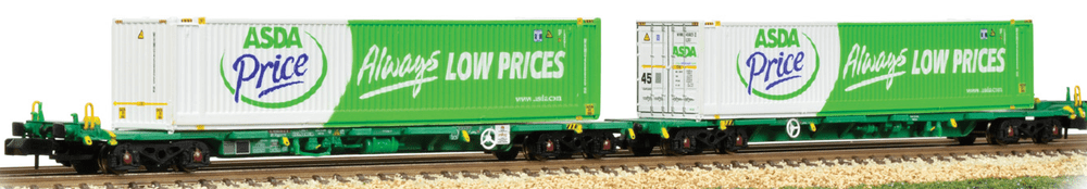 377-368 Graham Farish Intermodal Bogie Wagons with 45ft Containers ASDA