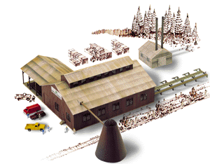933-3236 Cornerstone N Scale: Mountain Lumber Co. Sawmill - Kit