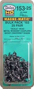 Kadee 153-25 - HO Scale No.153 Scale Whisker Bulk Pack Magne-Matic Couplers (25pr)