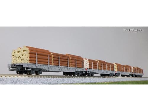 Kato 10-1891 Scale: 1:150, N RhB Rw Bogie Stake Wagon Set (4) w/Timber Load VI