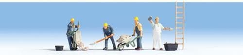 Noch 15055 Bricklayers With Accessories - H0 Scale Model Railway Figures For Layouts & Dioramas, Not A Toy