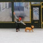 OSBF196 OO Gauge Figures Lady Walking French Bulldog (painted)