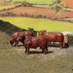 OSBF225 OO Gauge North Devon Red Cattle x3 (Painted) Model Railway Figures 1:76