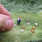 OSBFTT156 TT1:120 Scale Chickens and Farmer (painted)