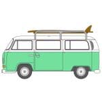 Oxford Diecast 120VW007 VW Bay Window T2 Bus/Surfboards Birch Green/White