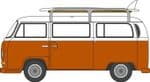 Oxford Diecast NVW022 VW T2 Bay Window Bus/surfboards Signal Orange/White