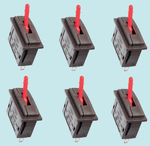 PL26R(6)  Peco: Passing Contact Switch. Red Lever Pack of 6