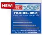 PT560 Peco Tools Box of 5 drill bits 0.5 to 2.5mm