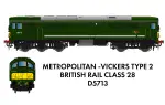 Rapido 905003 Class 28 MV 'CO-BO' D5713 BR Green With Small Yellow Panel – DCC Ready