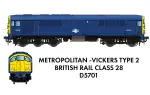 Rapido 905006 Class 28 MV 'CO-BO' D5701 BR Blue With Full Yellow Ends – DCC Ready