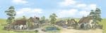 SK35 / SK15 Peco: 'MANYWAYS' SCENIC BACKGROUNDS Village with Pond