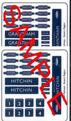 Tiny Signs OO43- OO Scale BR (Eastern Region) Hitchen & Grantham Station Signs