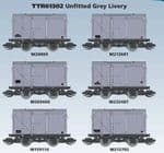TTR61302 Peco ex LMS  Unfitted 12T Vans Grey livery 6 pack