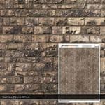 TX245  SMS  Light Weathered Random Ashlar Brick Texture Paper (Pack of 5) - OO/4mm/1:76