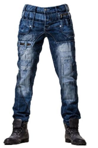 KOSMO LUPO '235' DESIGNER DOUBLE WAITSTBAND JEANS EMBROIDERED DETAILED DESIGN