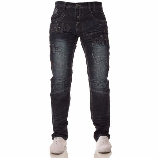 Fargo Mens Designer Blue Stonewashed Casual Denim Regular Fit Tapered Jeans