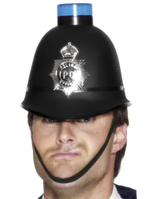 Police Helmet with Flashing Siren Light