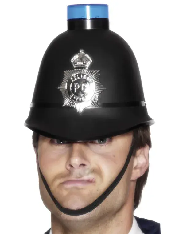 Police Helmet with Flashing Siren Light