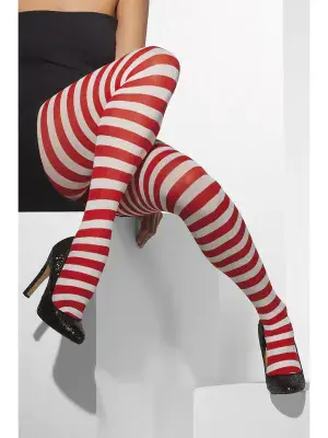 Red & White Striped Tights