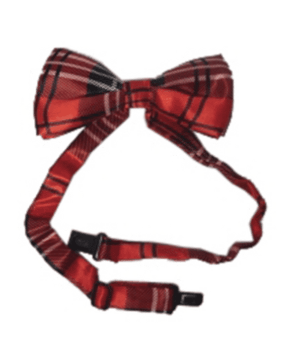 Tartan Satin Bow Tie (Red)