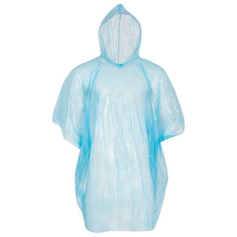 Highlander Emergency Poncho Hooded Clear Blue - Perfect for Festivals or Concerts