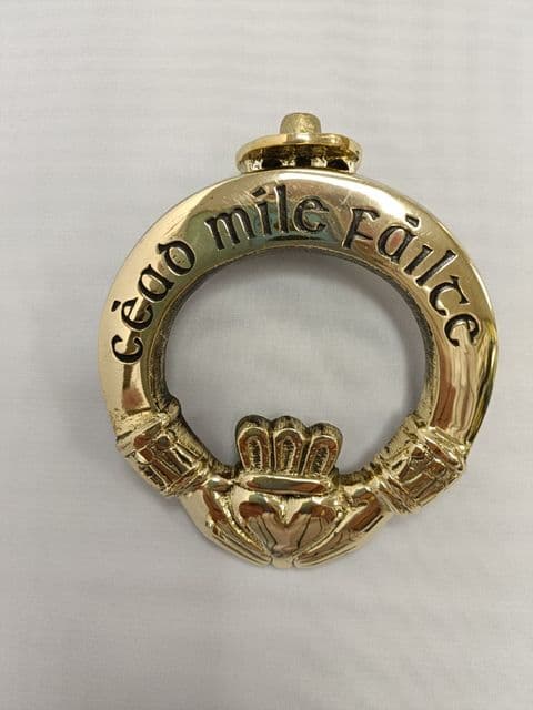 Liffey Artefacts Brass Door Knocker Claddagh Med C.M.F.